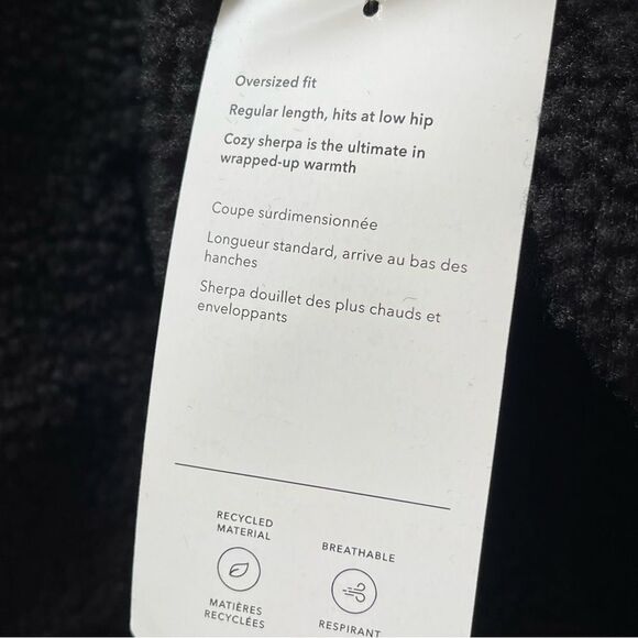 NWT ATHLETA Cozy Sherpa Snap Sweatshirt Size XL Black - Picture 12 of 16